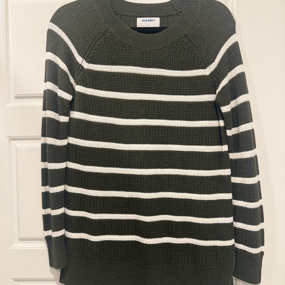 Old Navy Sweater - Green and White Stripes